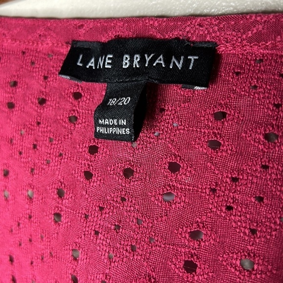 LANE BRYANT Pink Eyelet 3/4 Sleeve Square Neck Top Size 18/20 - Picture 5 of 16